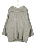 Next Grey Grey Ribbed Wide Collar WOOL BLEND Knit Jumper, size UK XL — front