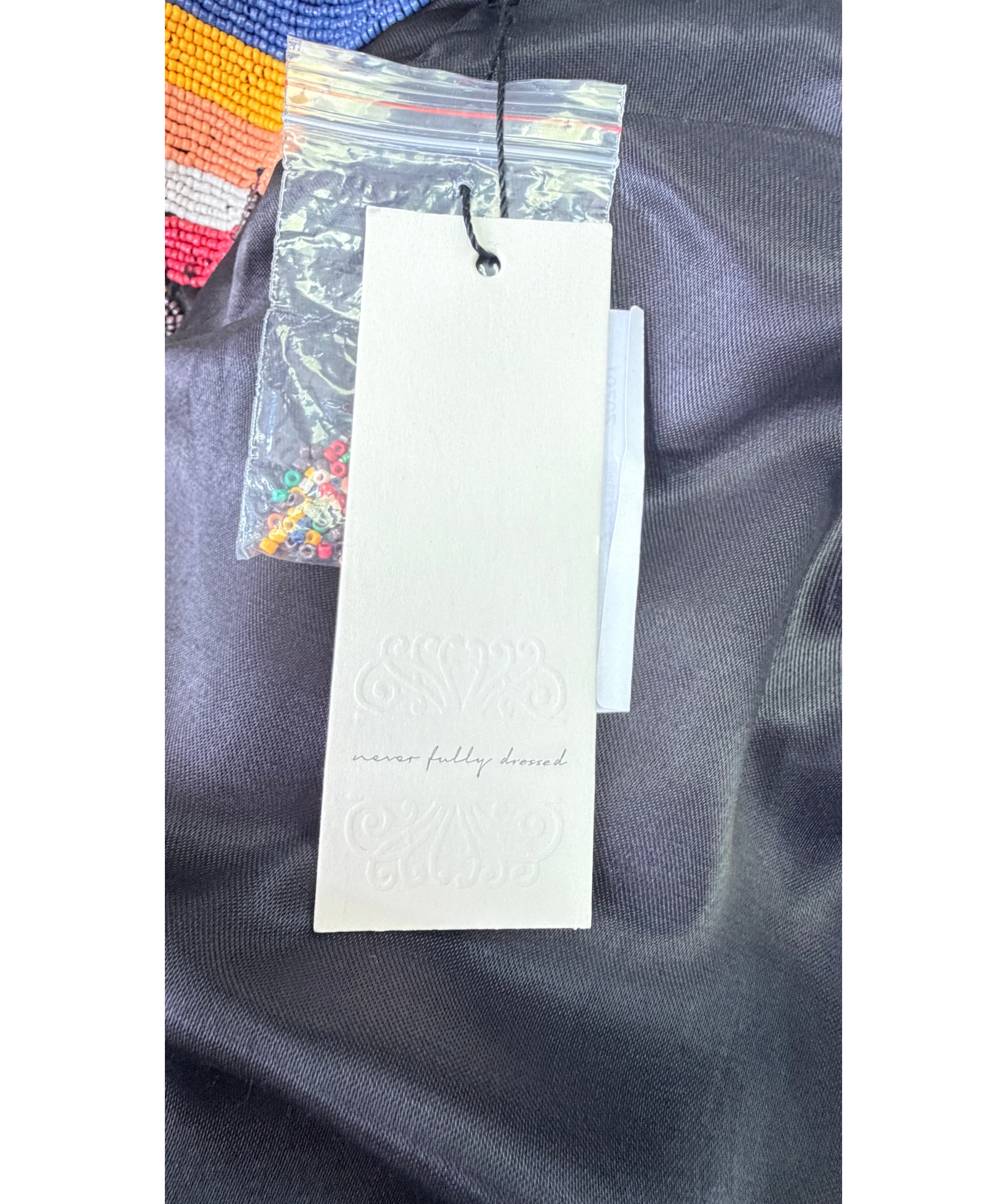 Never Fully Dressed Black BLACK SATIN Banana Slip Dress, size UK 22 — detail