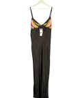 Never Fully Dressed Black BLACK SATIN Banana Slip Dress, size UK 22 — front
