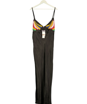 Never Fully Dressed Black Satin Banana Slip Dress UK 22