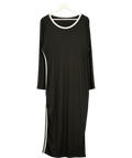 CURVSY Black Contrast Stripe Ribbed Midi Dress, size UK 22 — front
