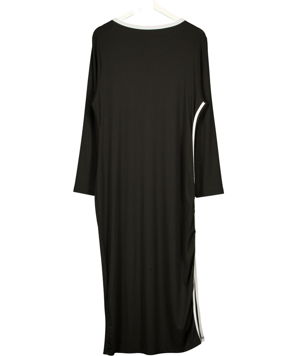 CURVSY Black Contrast Stripe Ribbed Midi Dress, size UK 22 — back