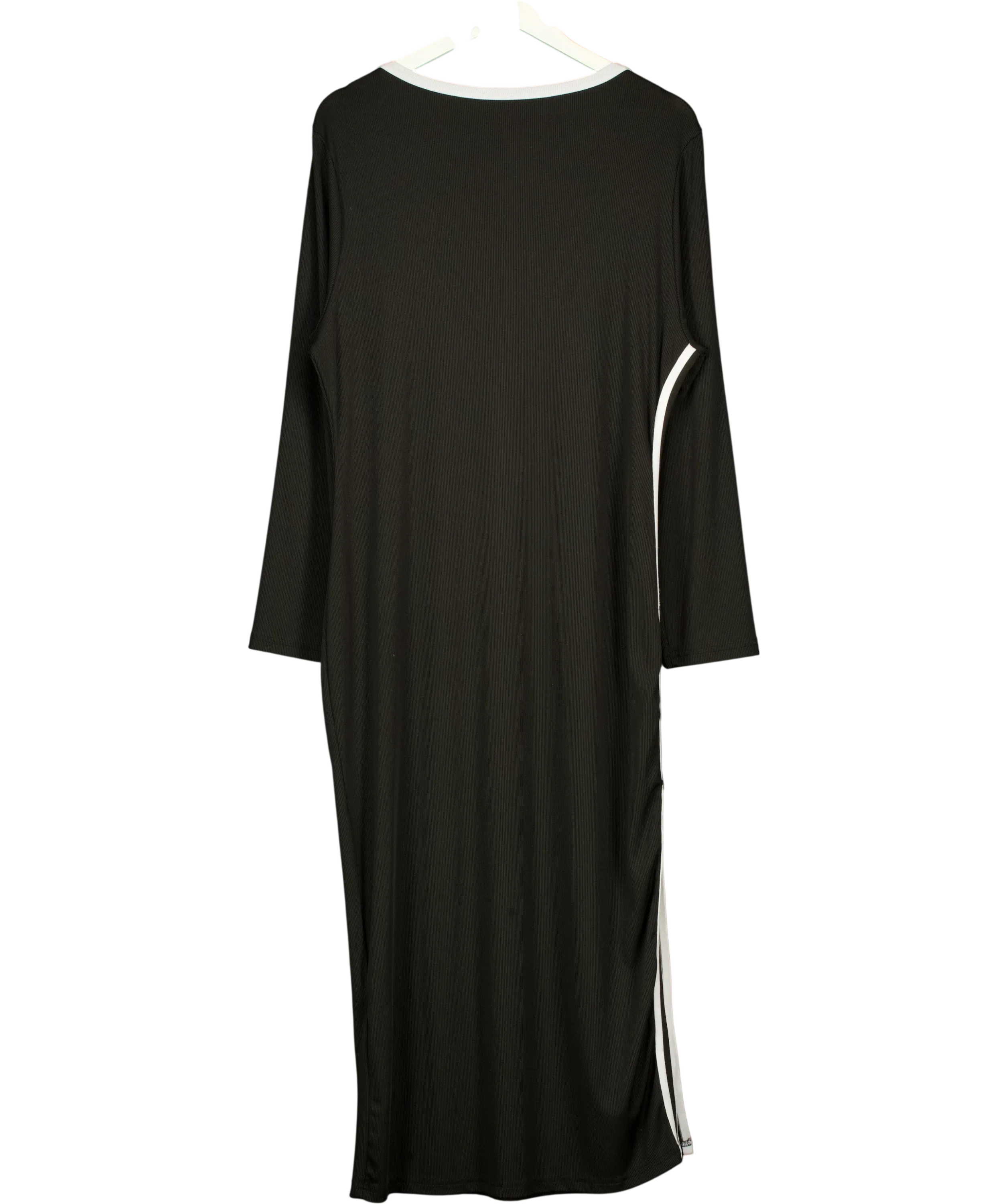 CURVSY Black Contrast Stripe Ribbed Midi Dress, size UK 22 — back