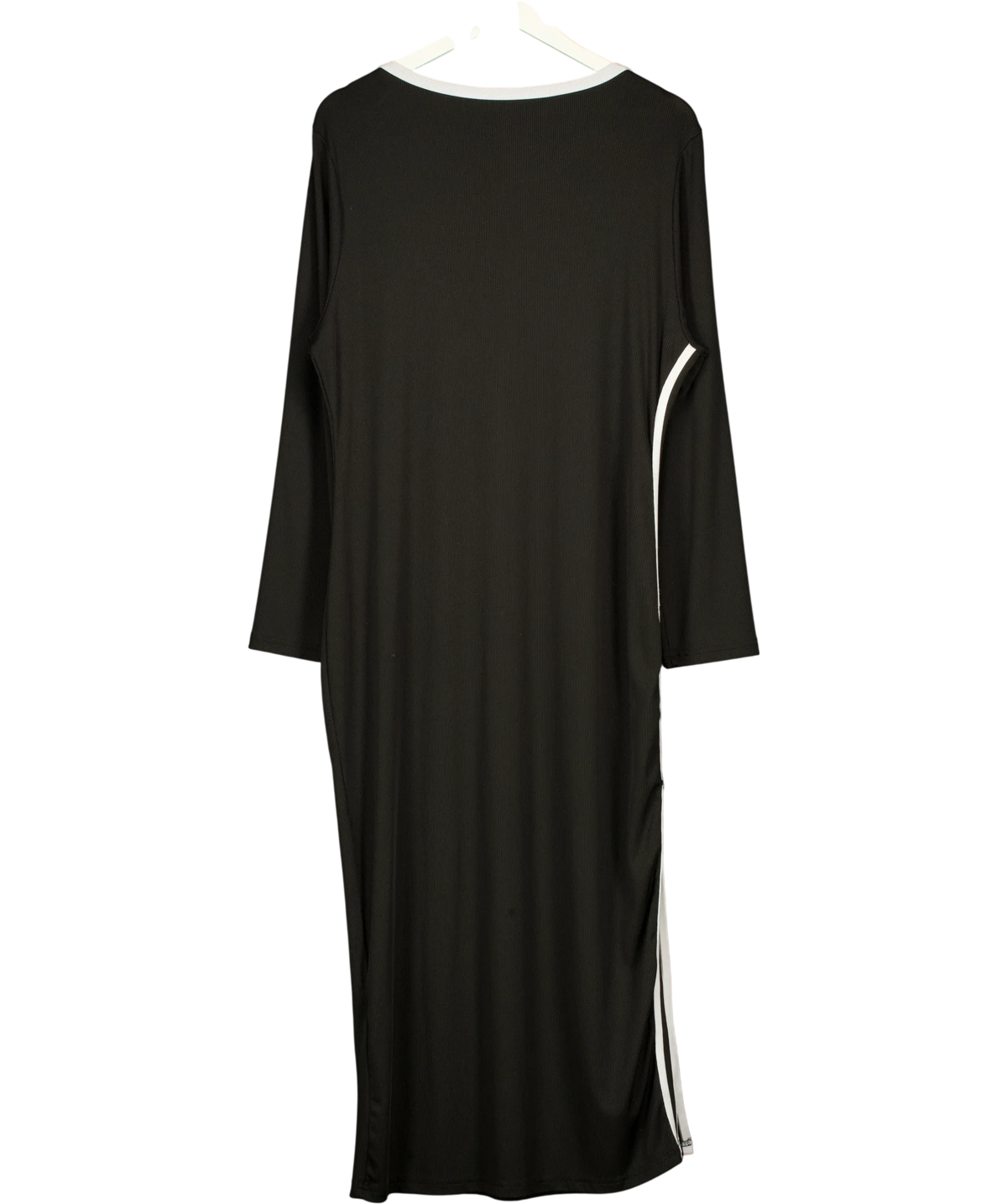 CURVSY Black Contrast Stripe Ribbed Midi Dress, size UK 22 — back