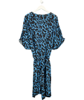 capsule Blue Blue Leopard Print Belted Shift Dress, size UK 32 — front