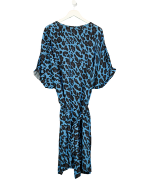 capsule Blue Leopard Print Belted Shift Dress UK 32
