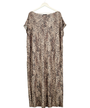 F&F Brown Leopard Print Plisse Midi Dress UK 22