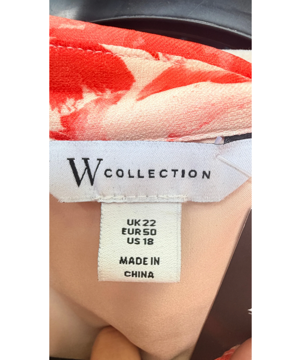 Wallis Pink CORAL PINK  Floral Western Shirt Dress, size UK 22 — detail