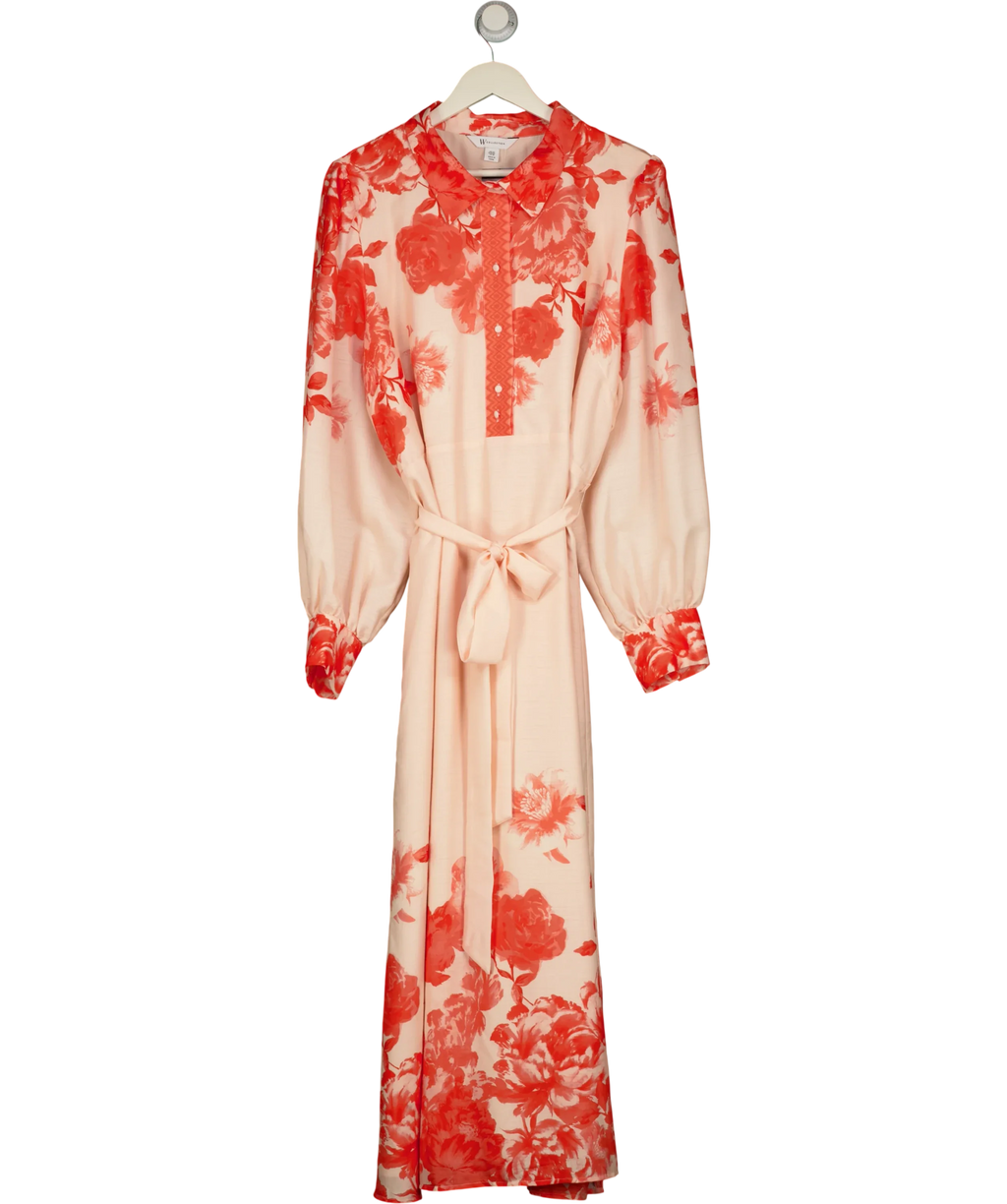 Wallis Pink CORAL PINK  Floral Western Shirt Dress, size UK 22 — front
