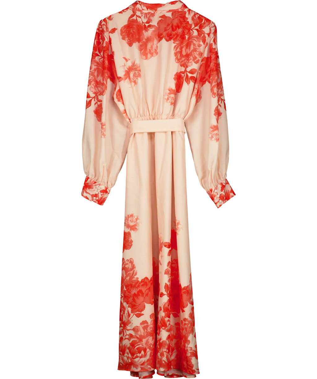 Wallis Pink CORAL PINK  Floral Western Shirt Dress, size UK 22 — back