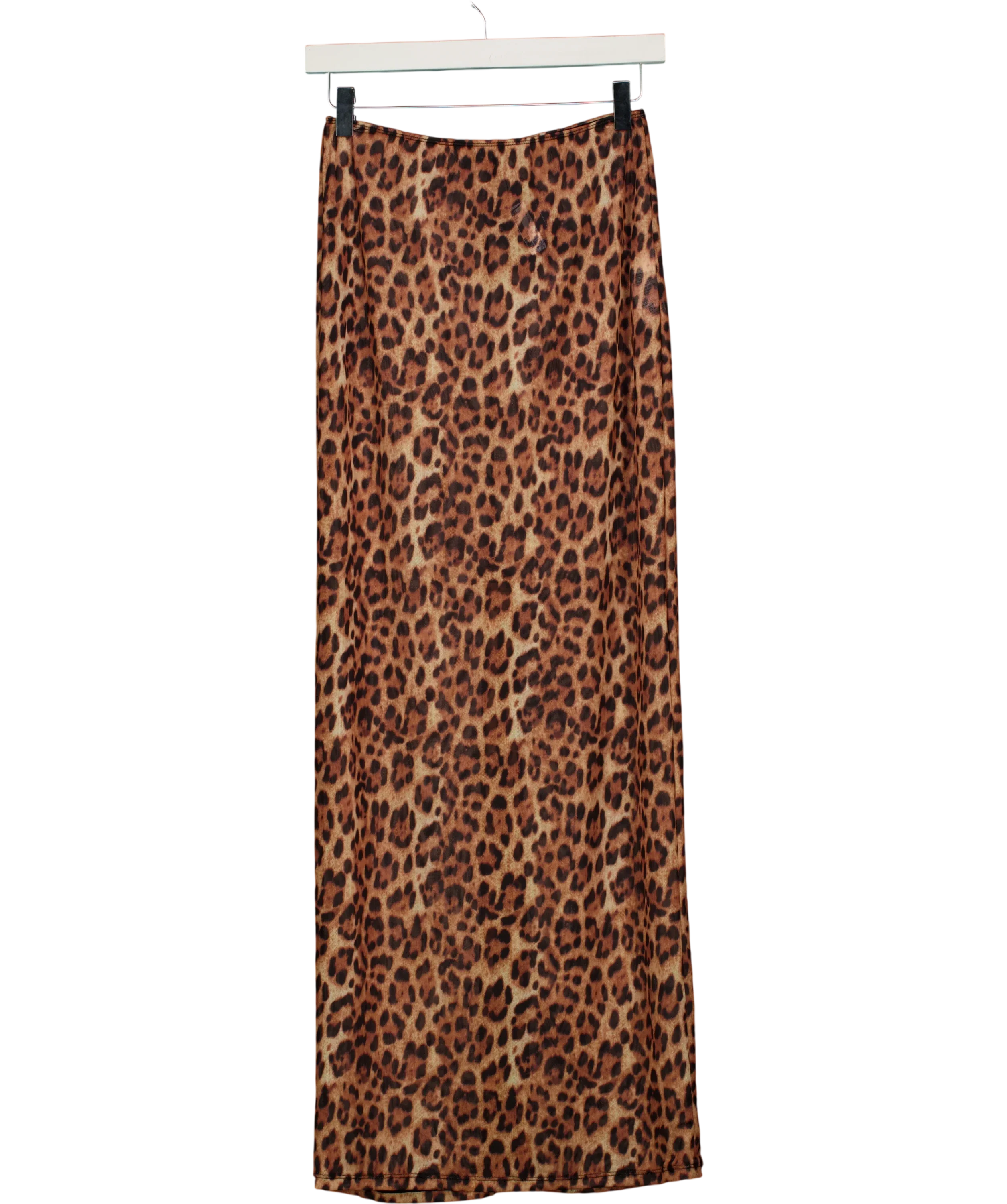 South Beach Orange Leopard Print Mesh Maxi Skirt, size UK 10 — front