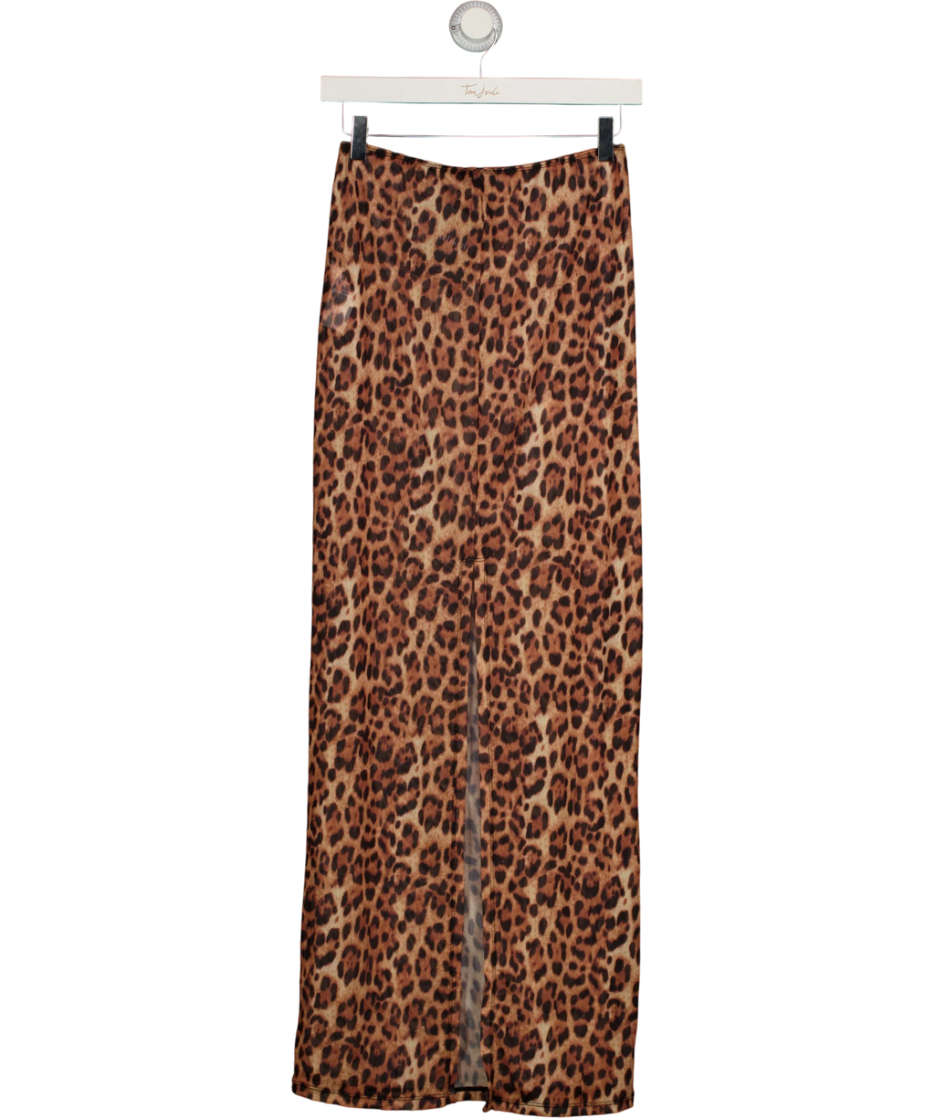 South Beach Orange Leopard Print Mesh Maxi Skirt, size UK 10 — back