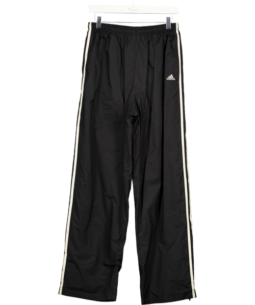 addidas Black 3-Stripes Loose Fit Windbreaker Track Bottoms, size UK XL — front