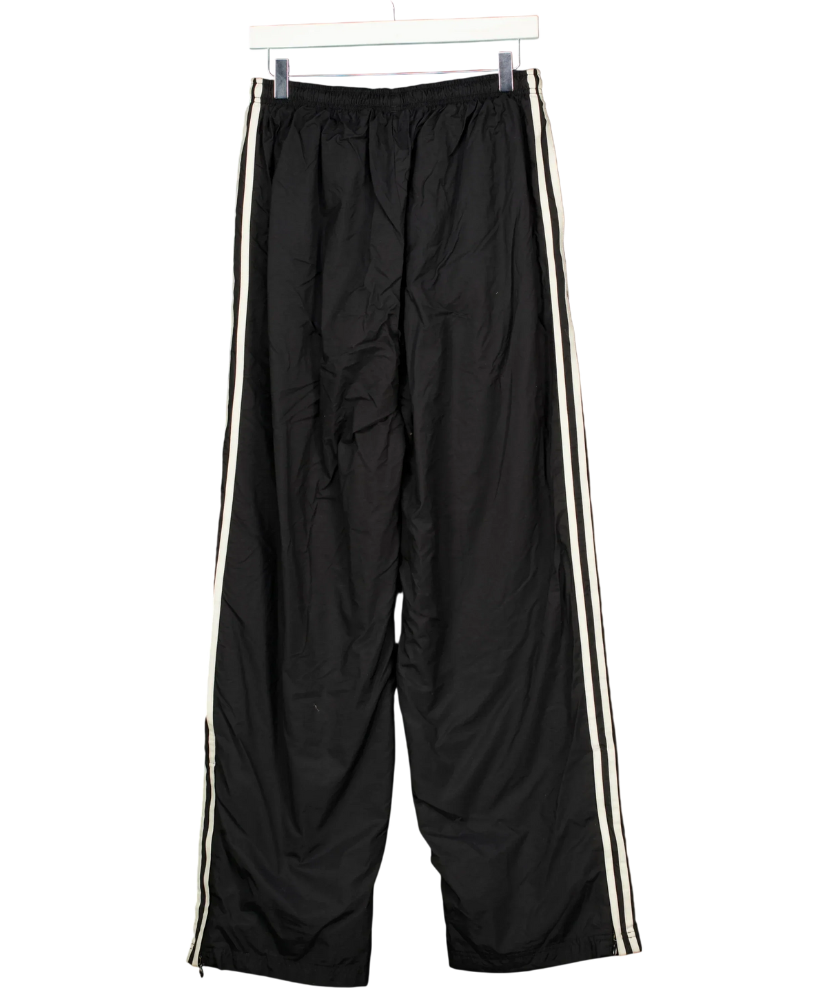 addidas Black 3-Stripes Loose Fit Windbreaker Track Bottoms, size UK XL — back