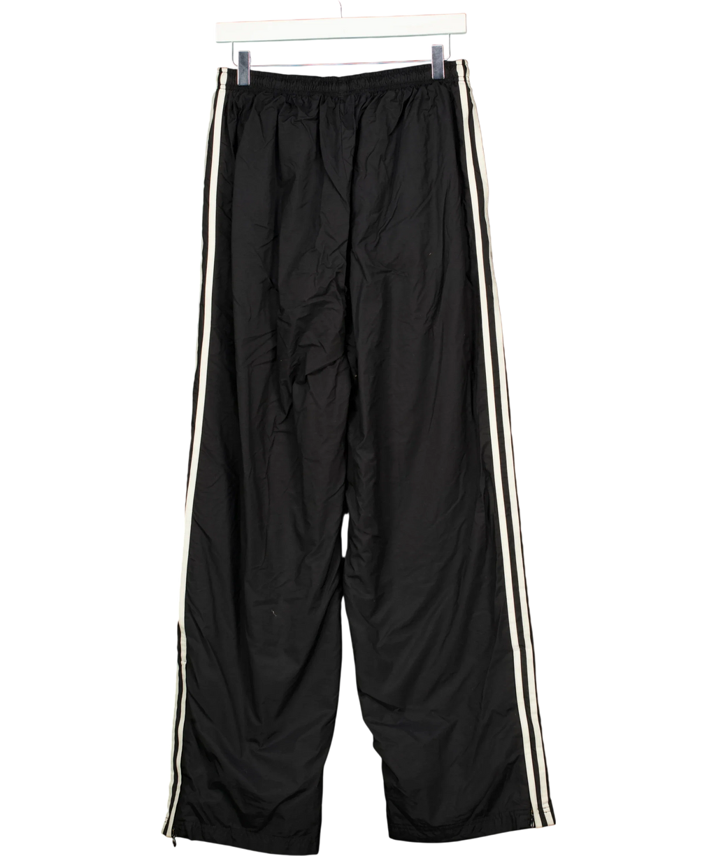 addidas Black 3-Stripes Loose Fit Windbreaker Track Bottoms, size UK XL — back
