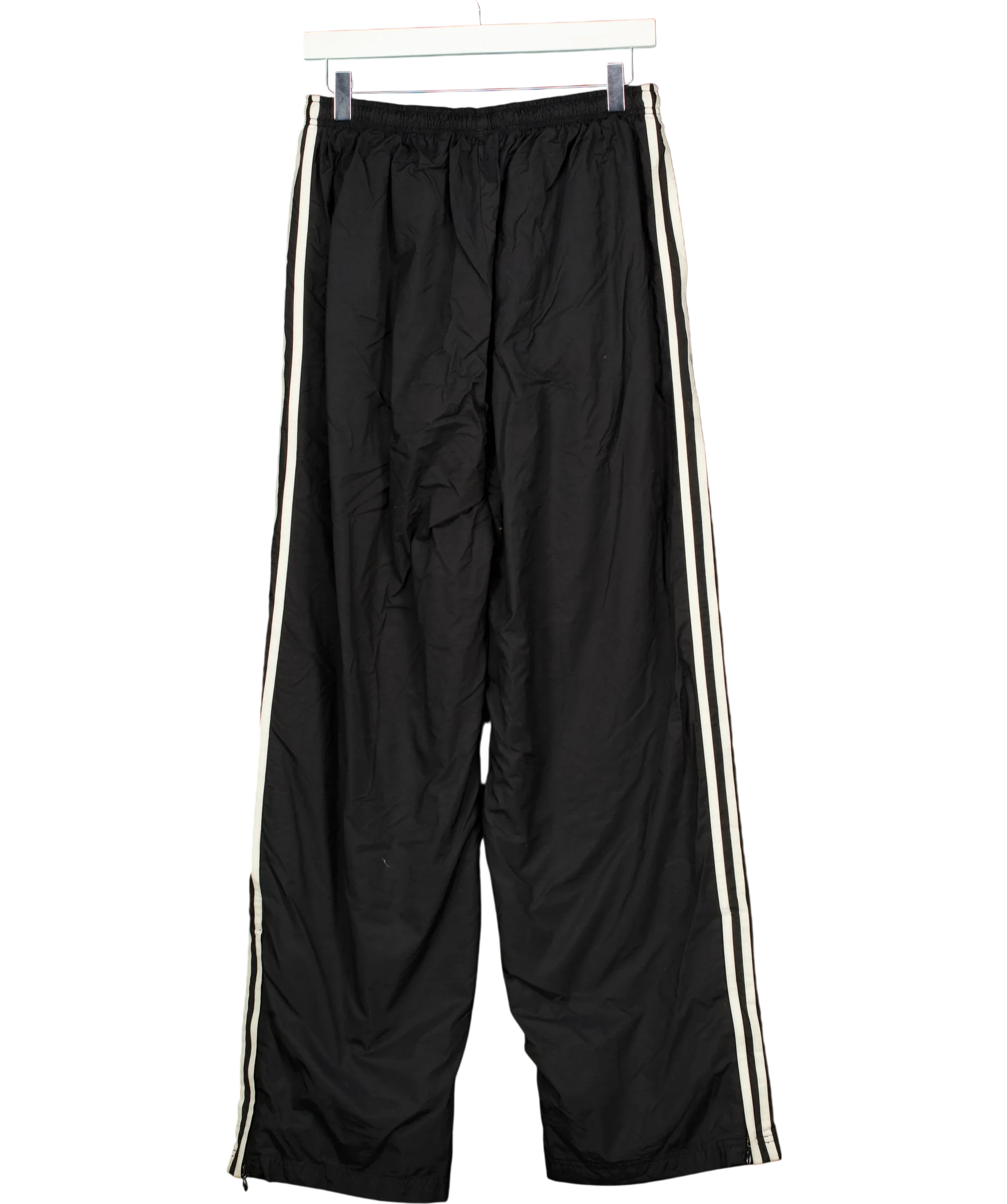 addidas Black 3-Stripes Loose Fit Windbreaker Track Bottoms, size UK XL — back