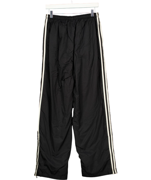 addidas Black 3-Stripes Loose Fit Windbreaker Track Bottoms, size UK XL — back