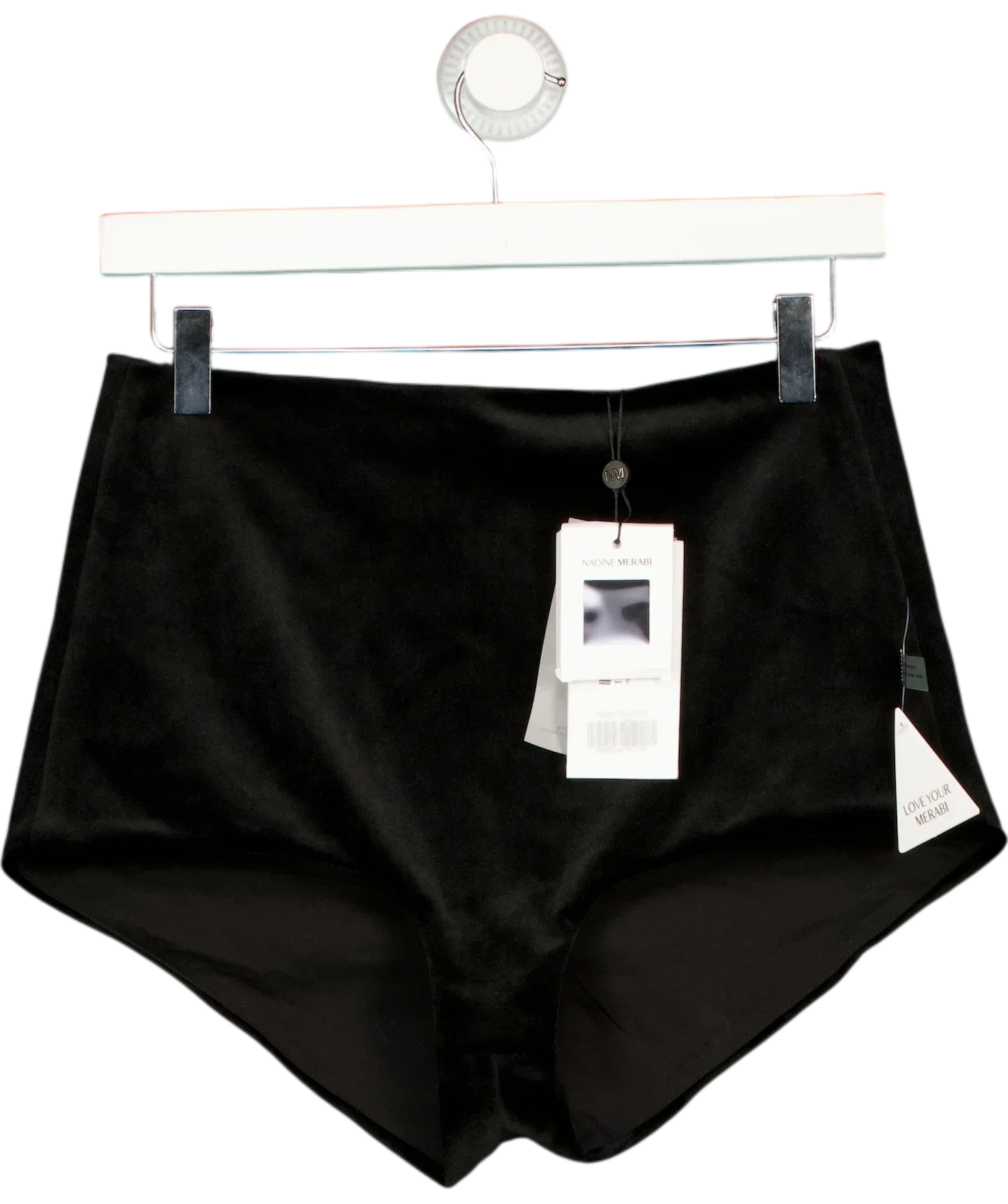 Nadine Merabi Black Vivi Black Velvet Hotpants, size UK 10 EU 44 👞 — front