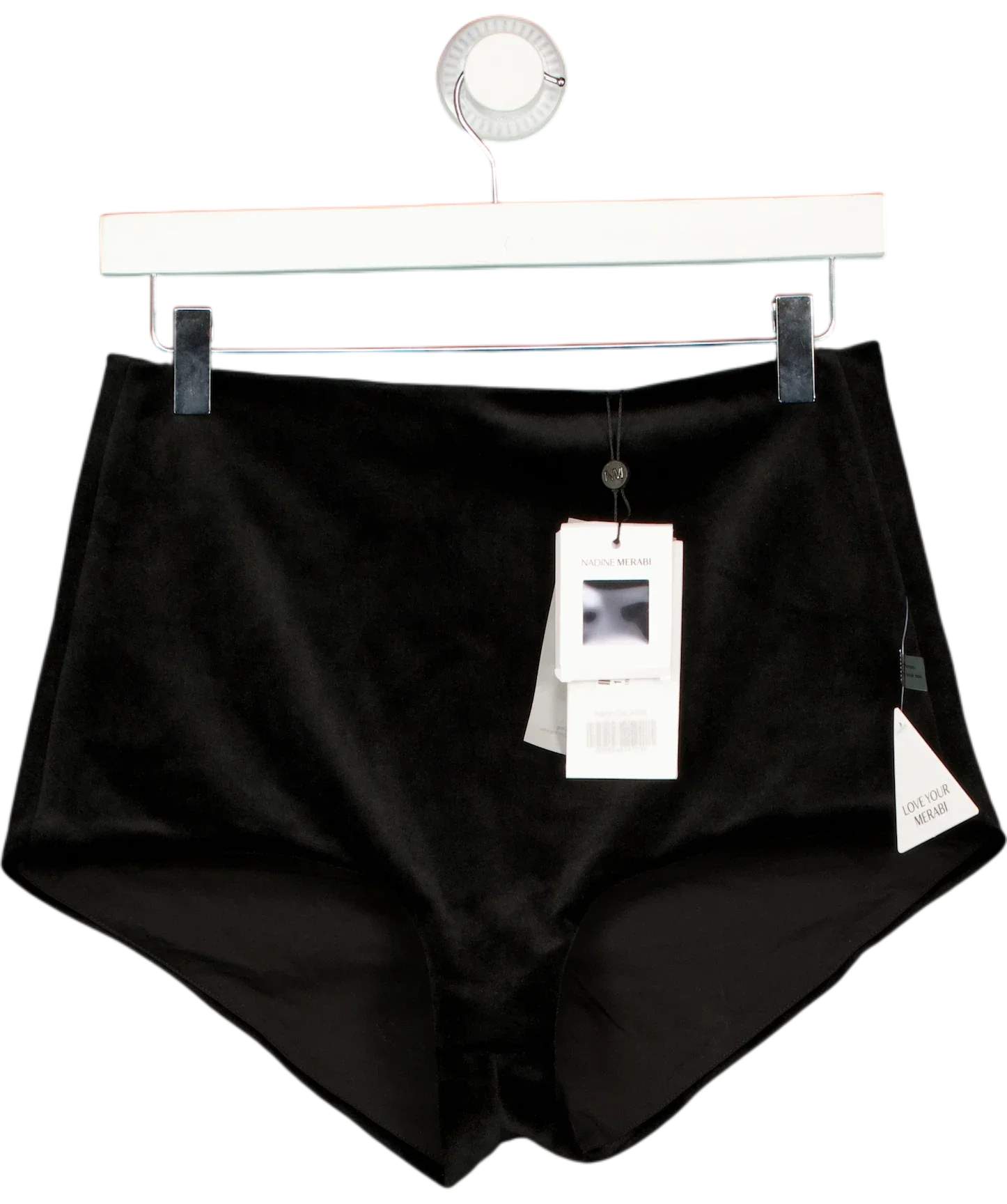Nadine Merabi Black Vivi Black Velvet Hotpants, size UK 10 EU 44 👞 — front