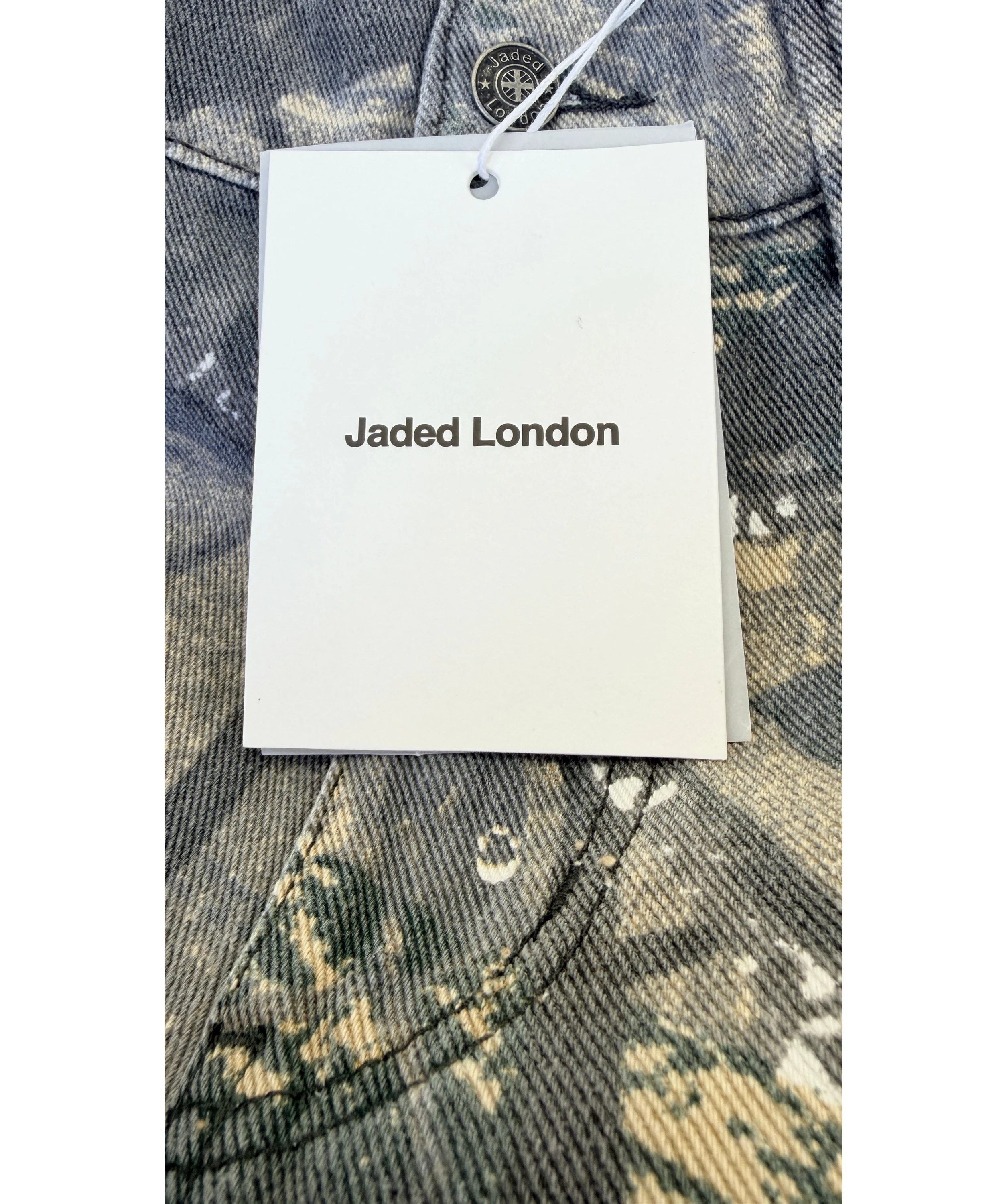 Jaded London Grey Tree Camo Colossus Jeans, size W28 — detail