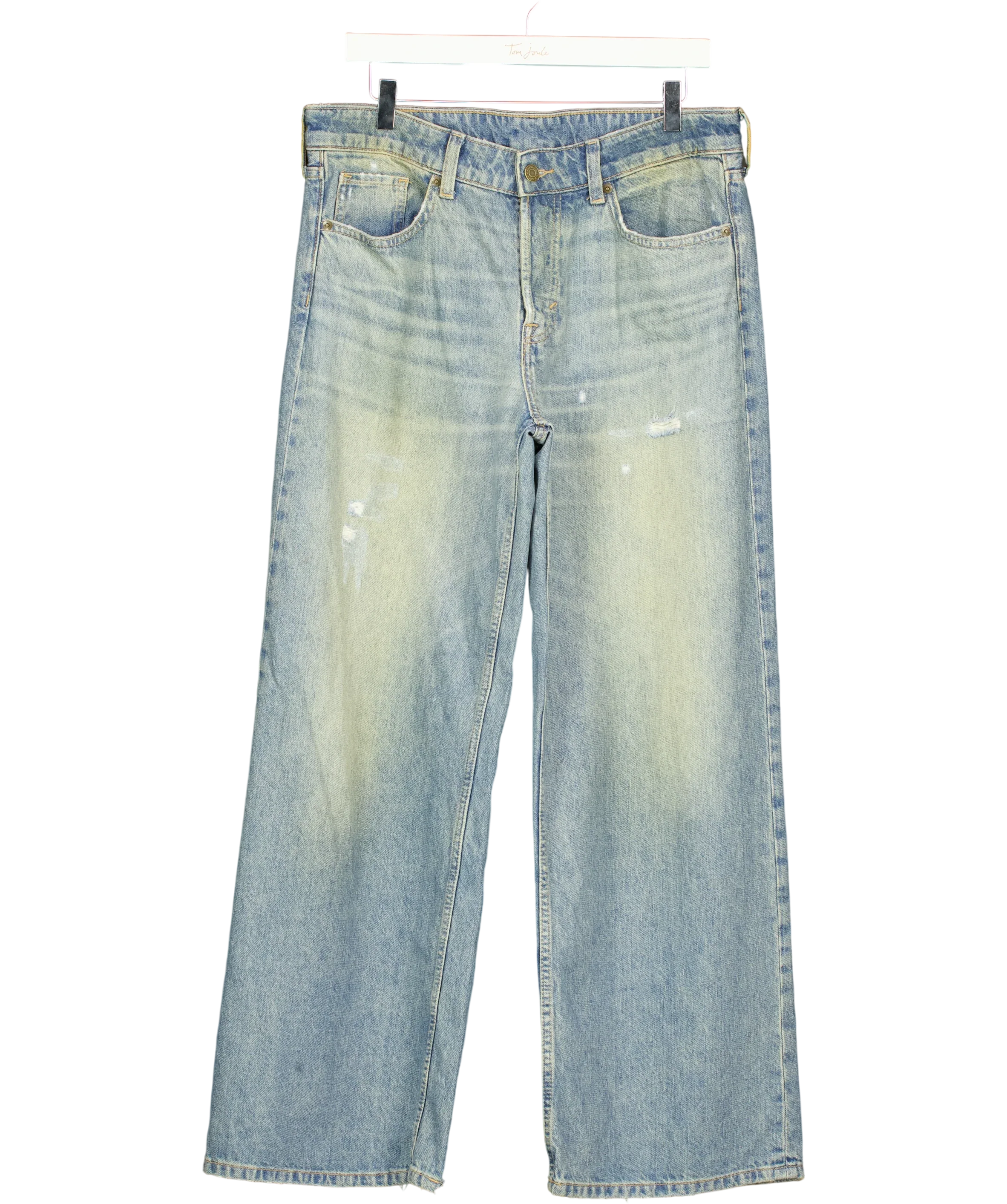 & Denim Blue Baggy Wide Low Waist Loose Fit Blue Distressed Jeans EUR 38, size UK 10 — front