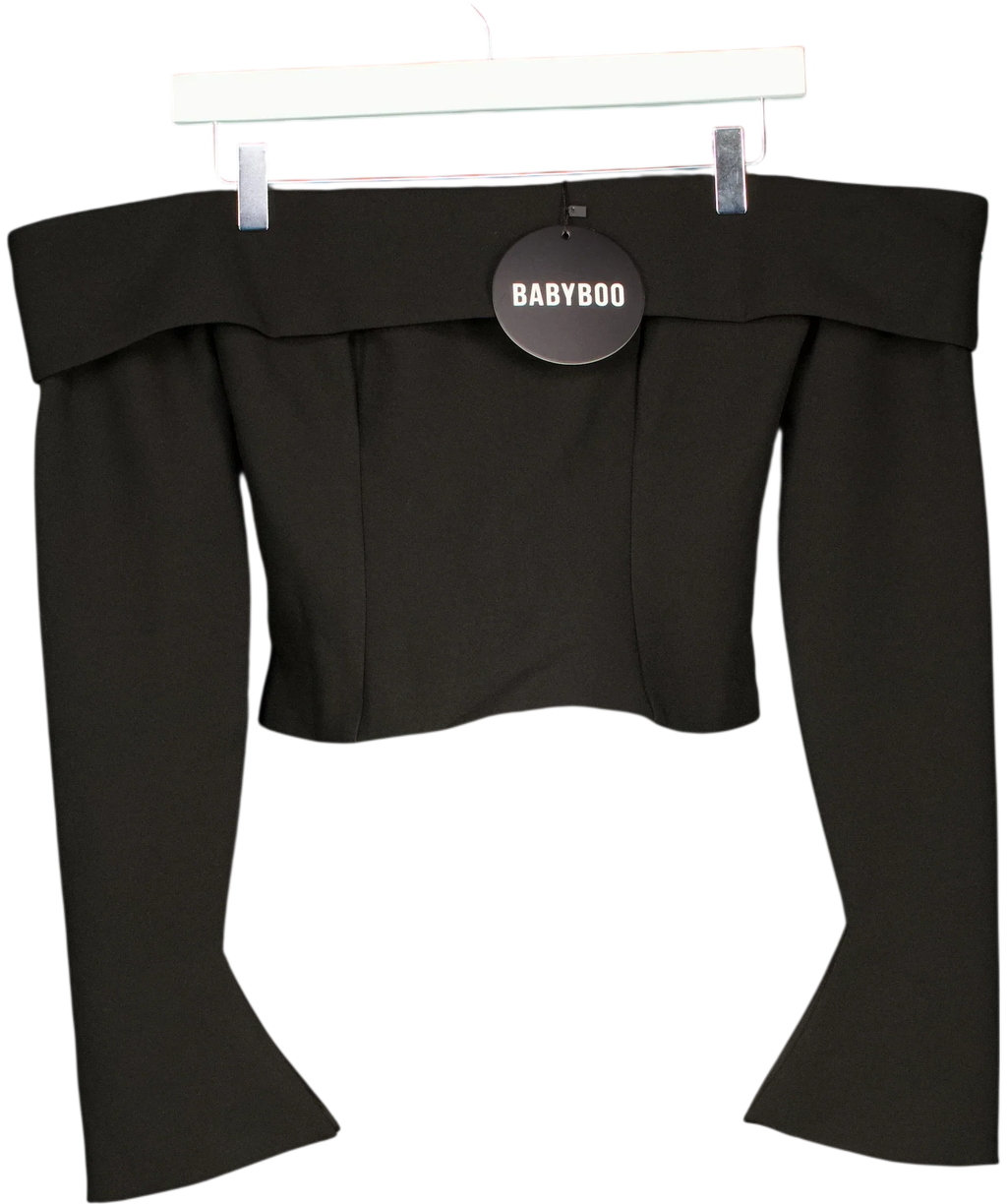 Babyboo Black Geneva Off-The-Shoulder Top Black, size UK S — front