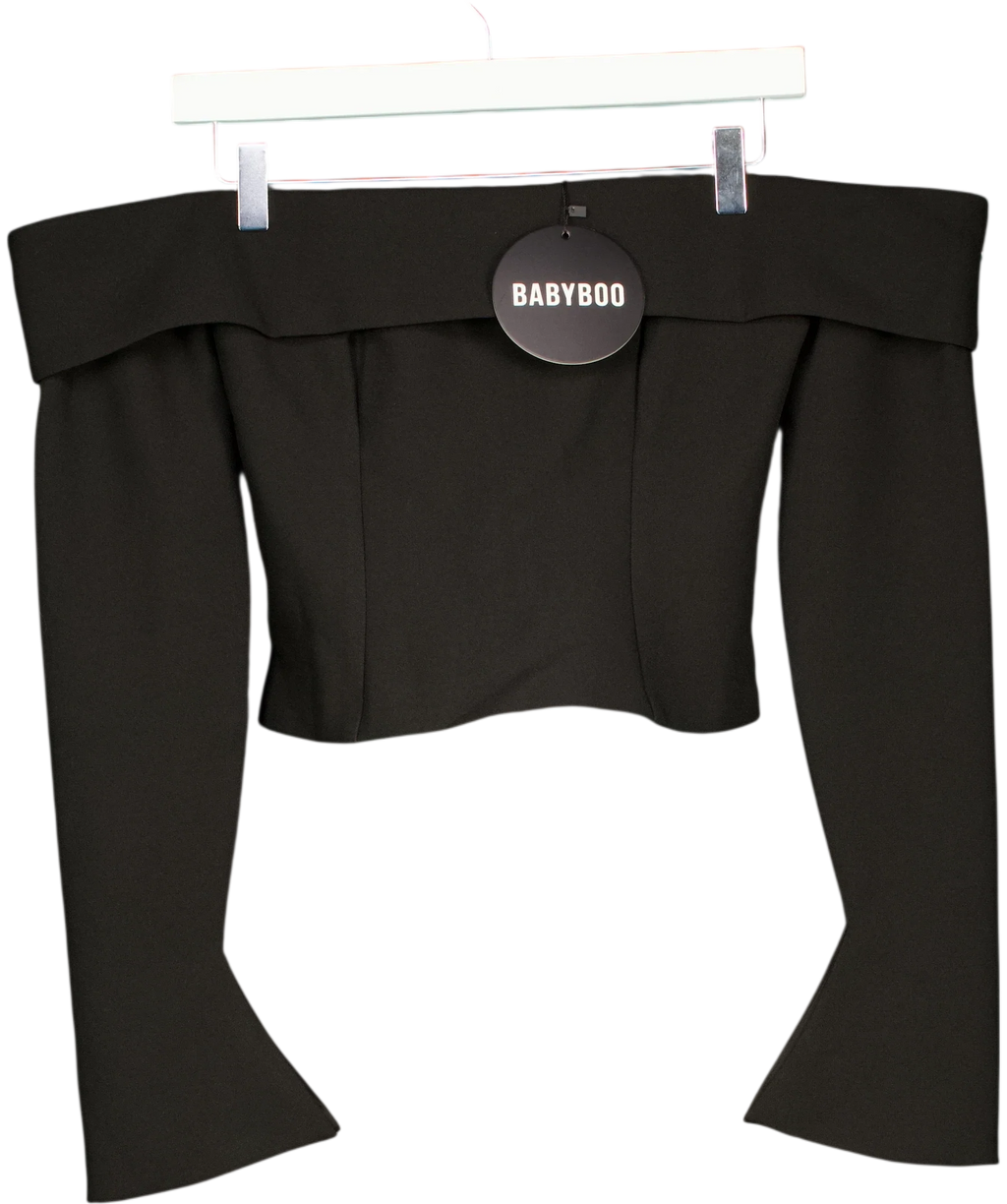 Babyboo Black Geneva Off-The-Shoulder Top Black, size UK S — front