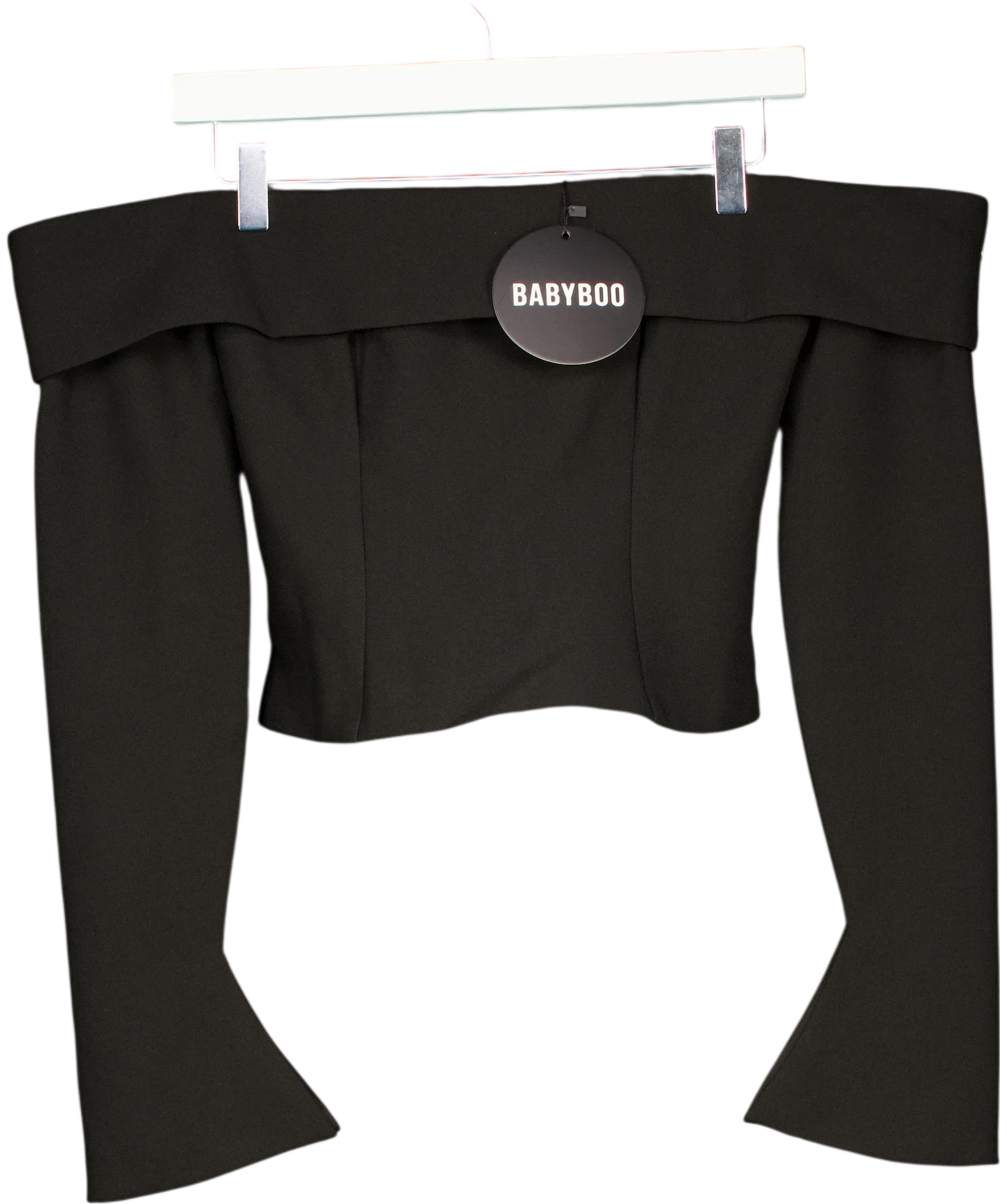 Babyboo Black Geneva Off-The-Shoulder Top Black, size UK S — front