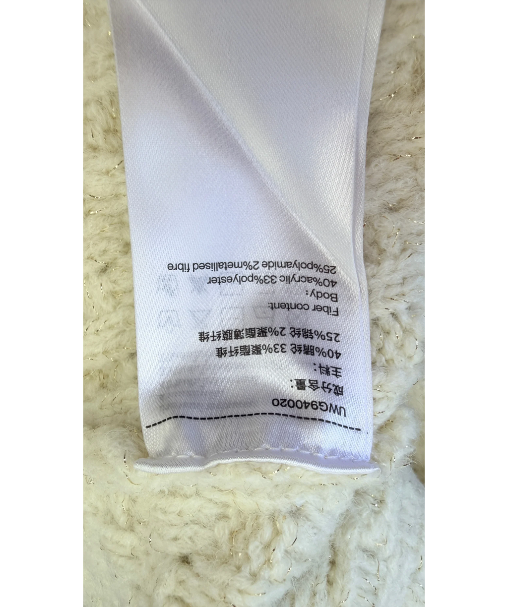 URBAN REVIVIO Cream CREAM  / Black Knit Shimmer Cardigan, size UK 10 — label