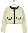 URBAN REVIVIO Cream CREAM  / Black Knit Shimmer Cardigan, size UK 10 — front