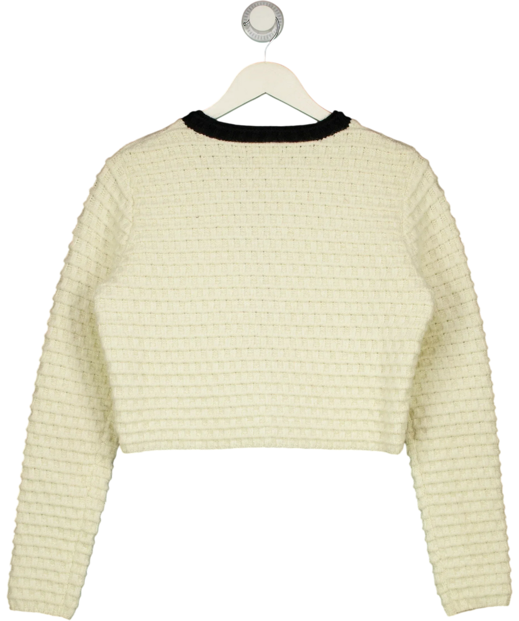 URBAN REVIVIO Cream CREAM  / Black Knit Shimmer Cardigan, size UK 10 — back