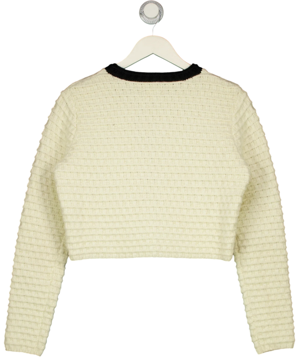 URBAN REVIVIO Cream CREAM  / Black Knit Shimmer Cardigan, size UK 10 — back