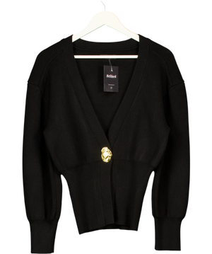 Urban Revivo Black One Leaf Button V-neck Cardigan UK S