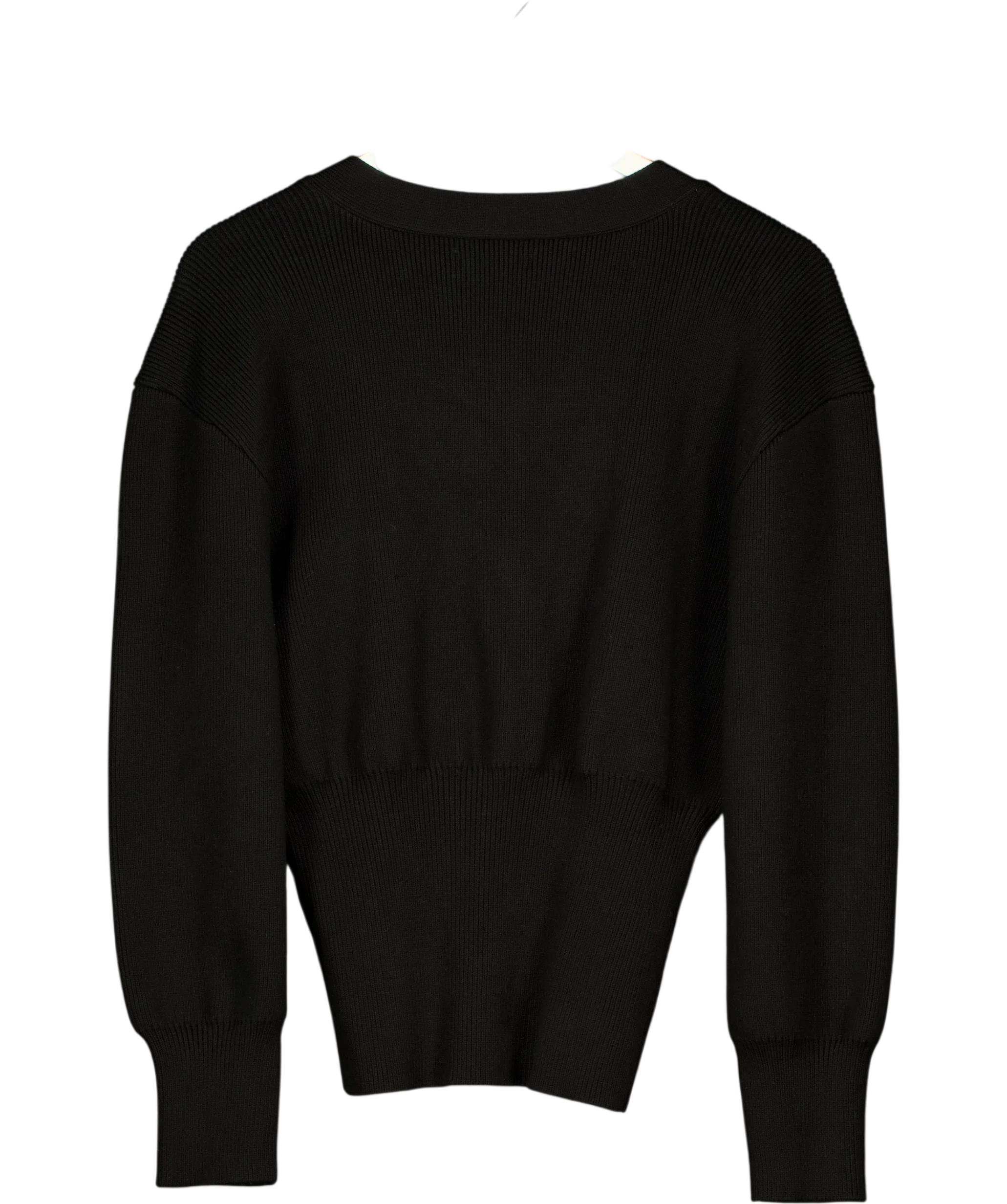 Urban Revivo Black Black One Leaf Button V-Neck Cardigan, size UK S — back