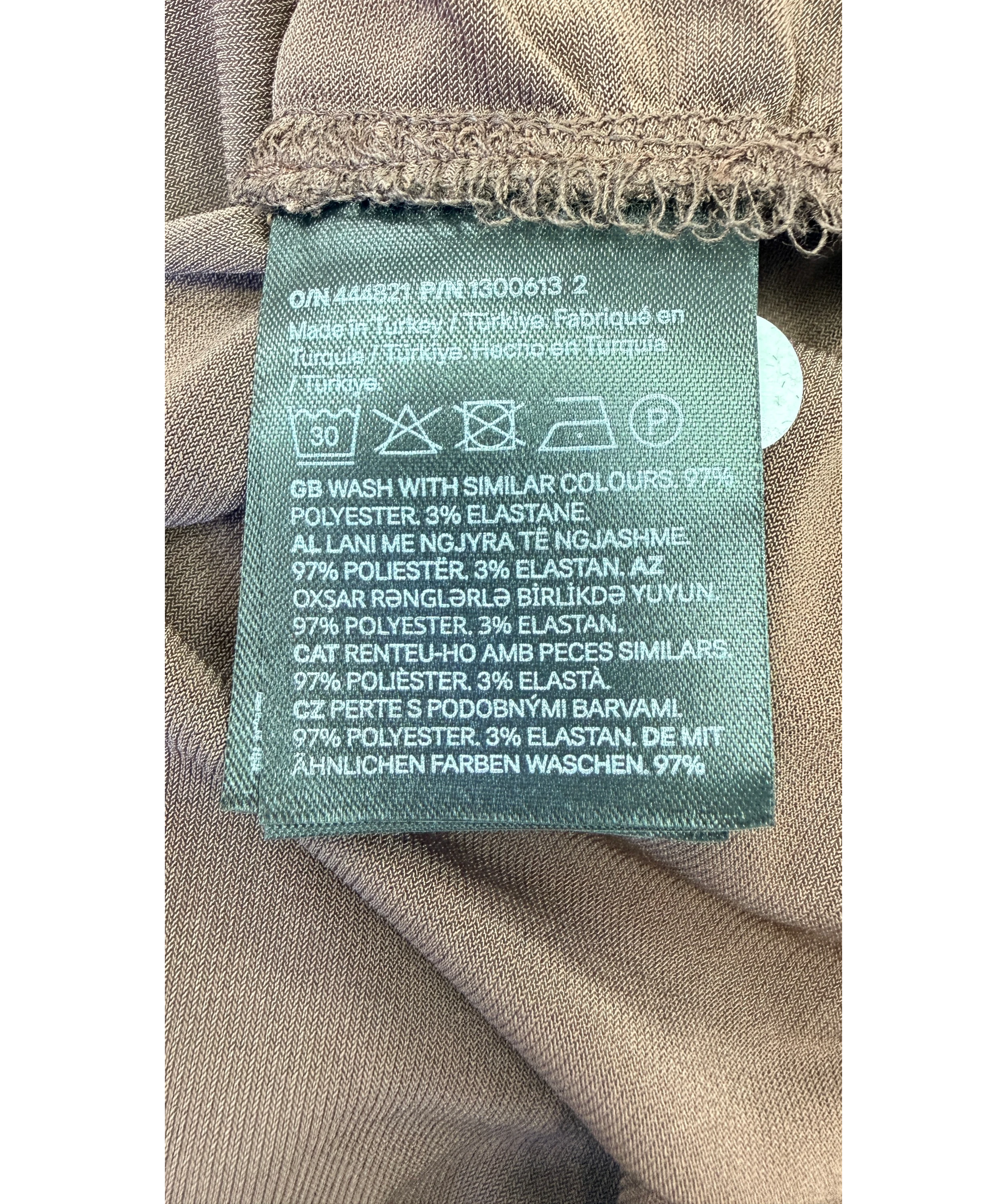 H&M Brown BROWN HIGH NECK DRAPE SIDE TOP, size UK S — label