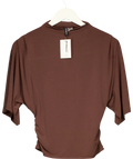H&M Brown BROWN HIGH NECK DRAPE SIDE TOP, size UK S — front