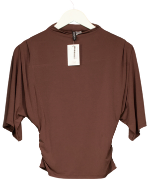 H&M Brown High Neck Drape Side Top UK S