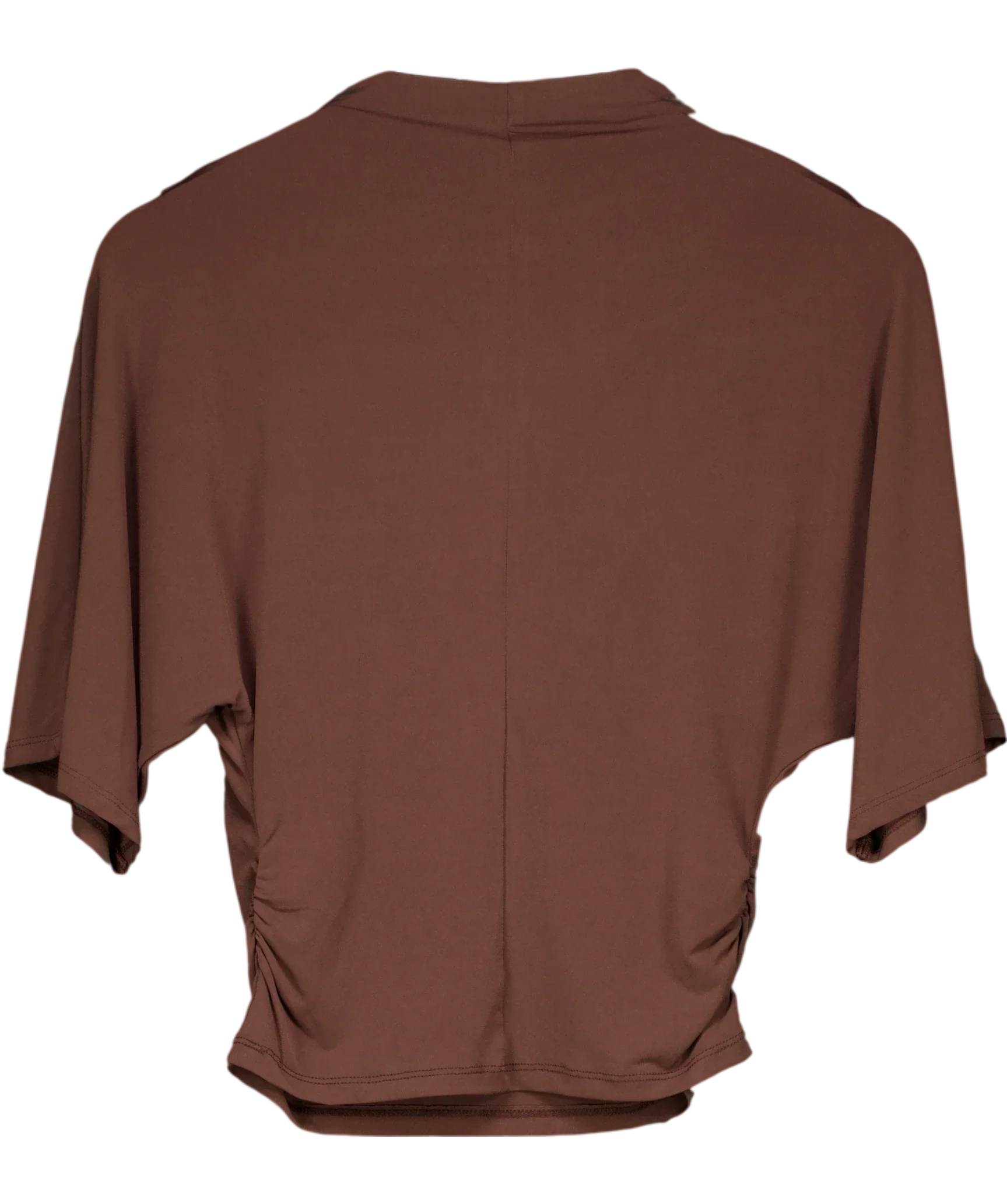 H&M Brown BROWN HIGH NECK DRAPE SIDE TOP, size UK S — back