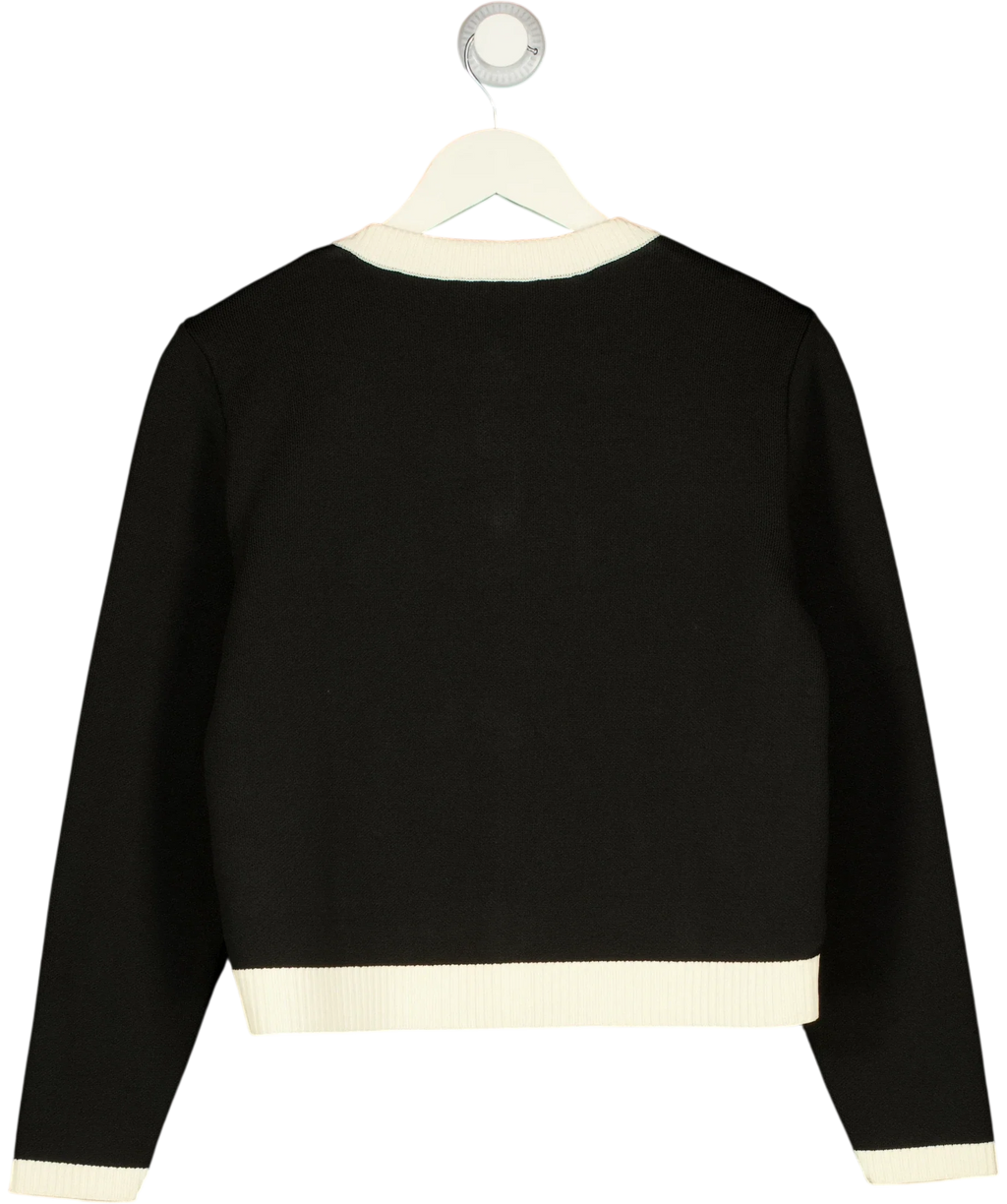ZARA Black Contrast Trim Golden Button Knit Cardigan, size UK M — back