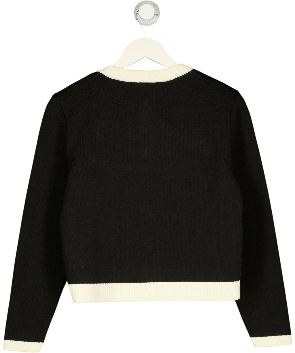 ZARA Black Contrast Trim Golden Button Knit Cardigan, size UK M — back