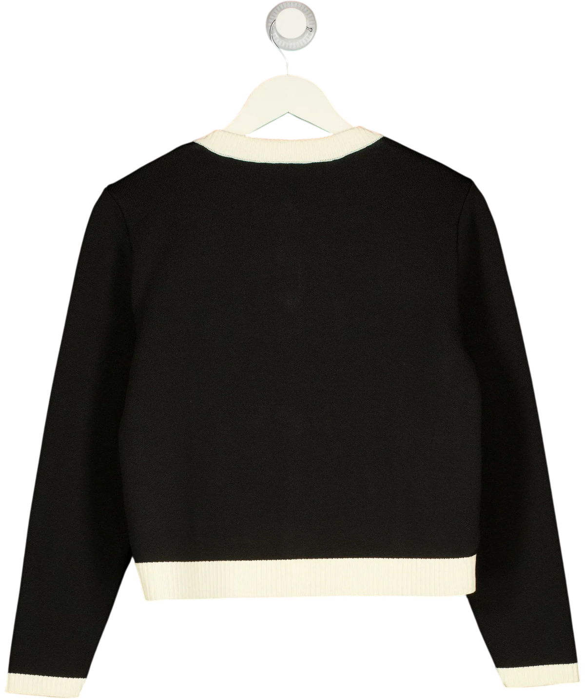 ZARA Black Contrast Trim Golden Button Knit Cardigan, size UK M — back