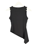 ASOS Black Slash Neck Tank Top With Ruffle Godet Detail Black, size UK 8 — front
