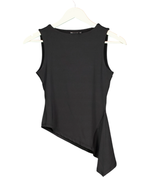 ASOS Slash Neck Tank Top With Ruffle Godet Detail Black UK 8