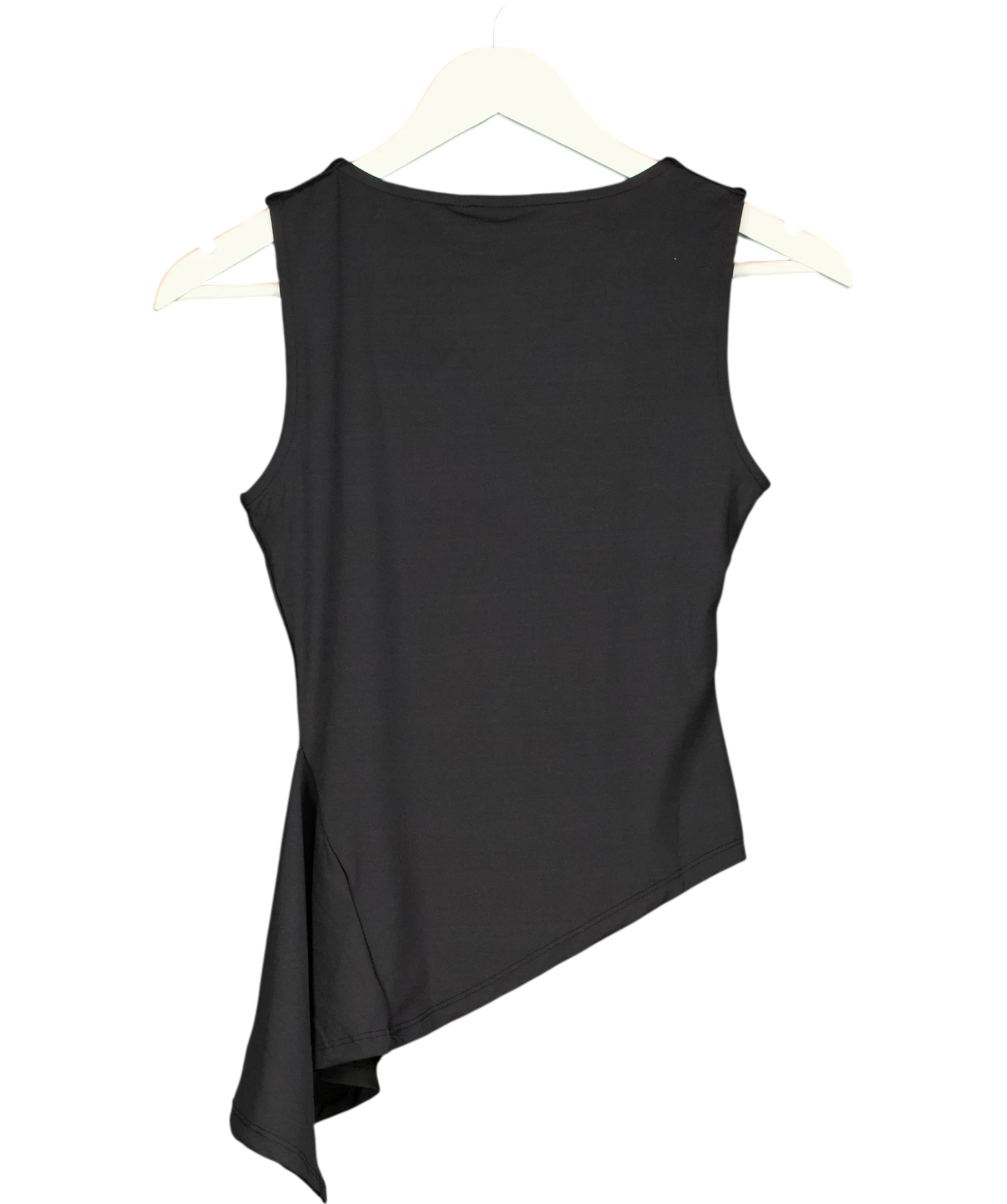 ASOS Black Slash Neck Tank Top With Ruffle Godet Detail Black, size UK 8 — back