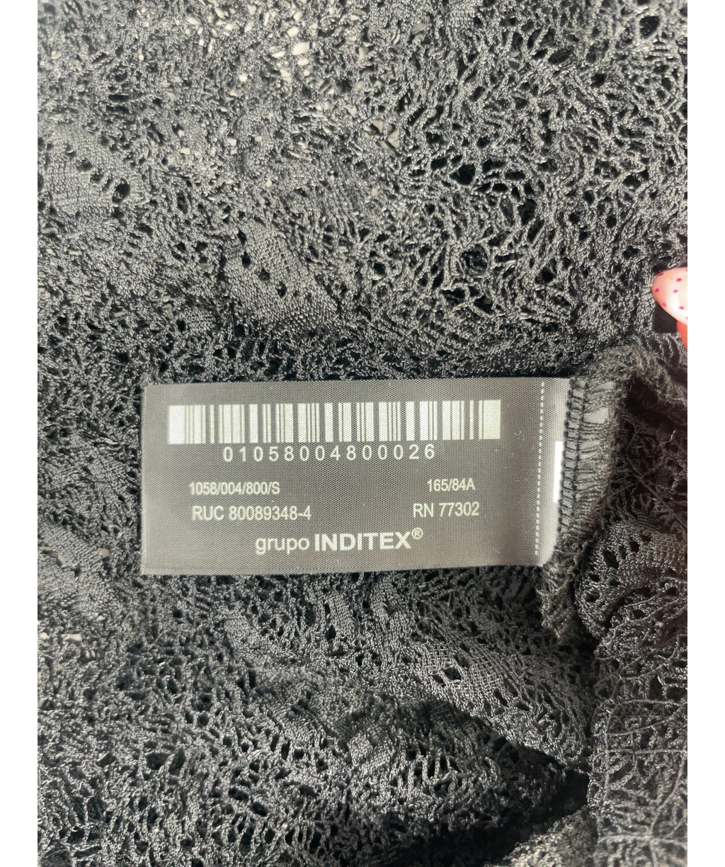 ZARA Black Semi-Sheer Lace Bodysuit Black, size UK S — label