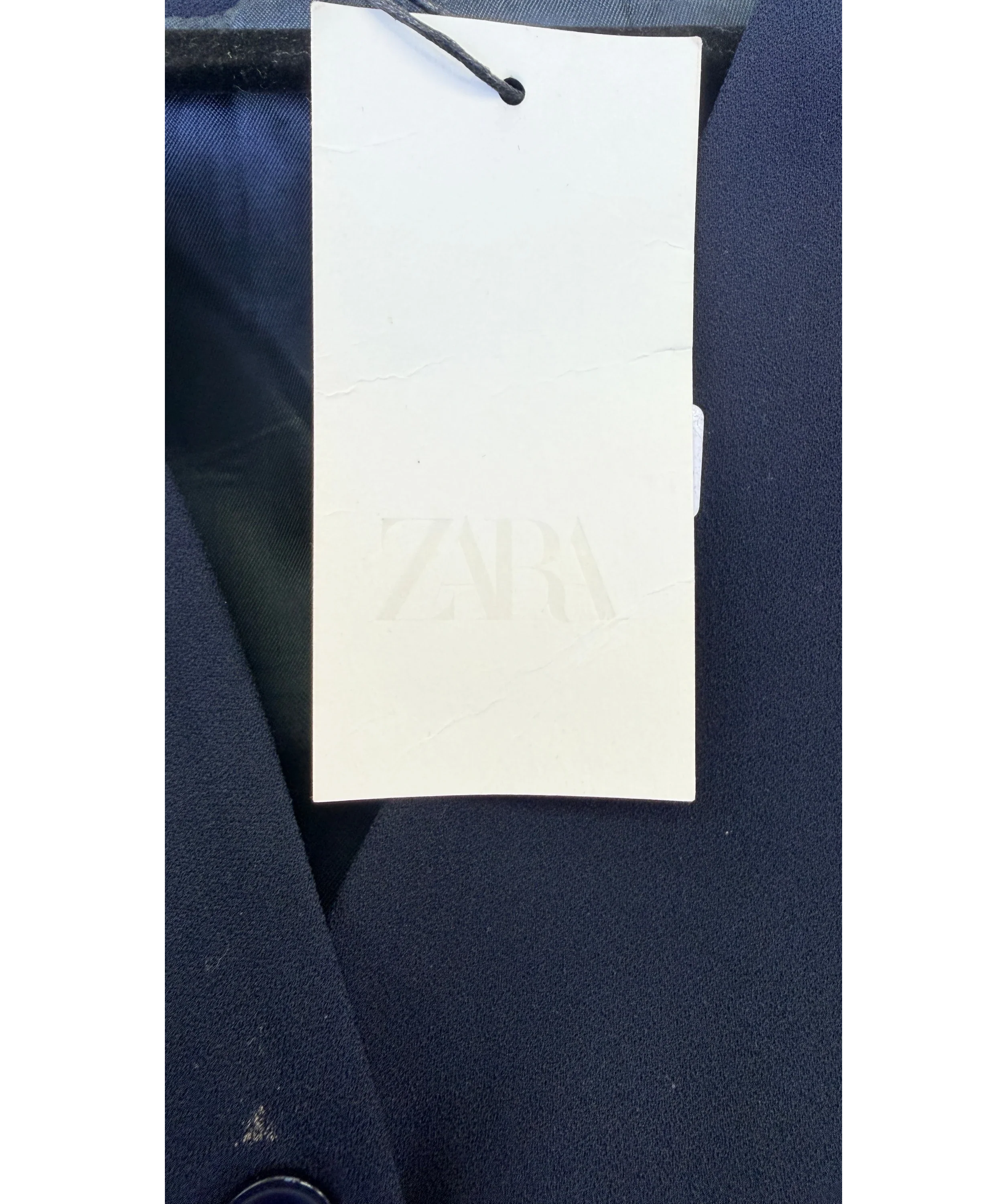 ZARA Blue Asymmetrical Button Vest Top Navy Blue, size UK S — detail