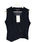 ZARA Blue Asymmetrical Button Vest Top Navy Blue, size UK S — front