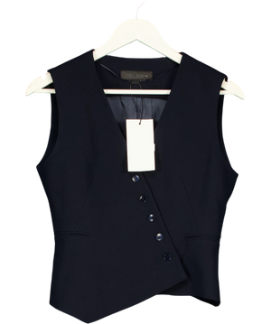 ZARA Asymmetrical Button Vest Top Navy Blue UK S