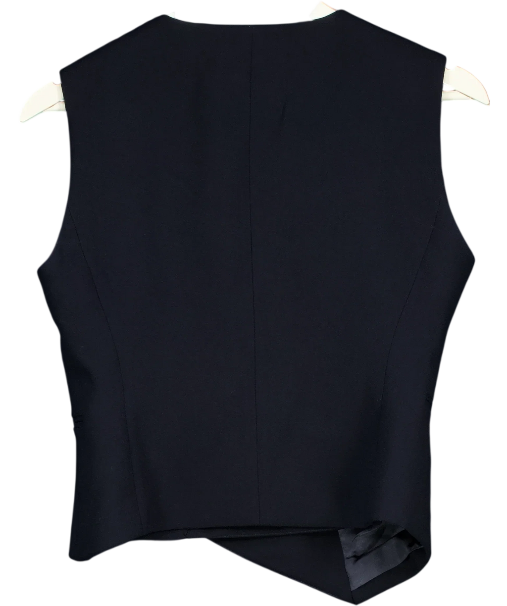 ZARA Blue Asymmetrical Button Vest Top Navy Blue, size UK S — back