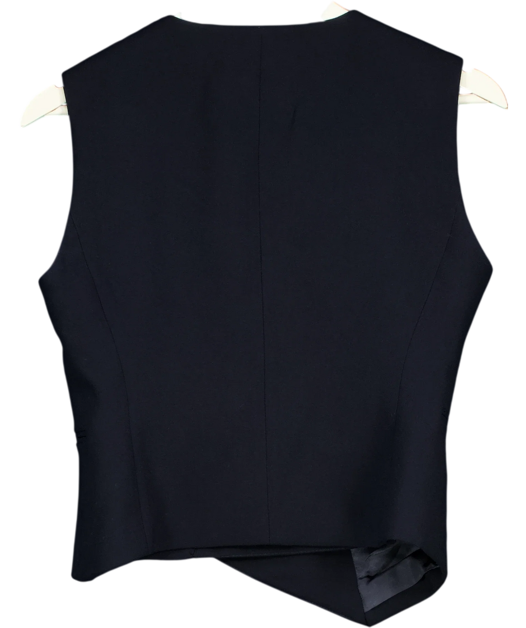 ZARA Blue Asymmetrical Button Vest Top Navy Blue, size UK S — back